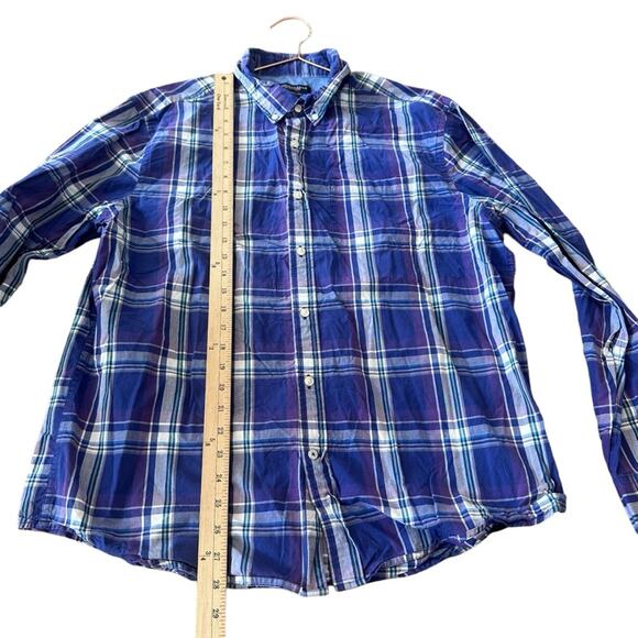 AMERICAN EAGLE Mens purple Checkered Plaid athletic Fit Button Up size XL - Picture 2 of 6